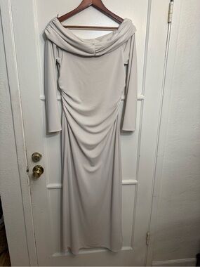 BHLDN Off-Shoulder Bell-Sleeve Stretch Jersey Maxi Dress off white
